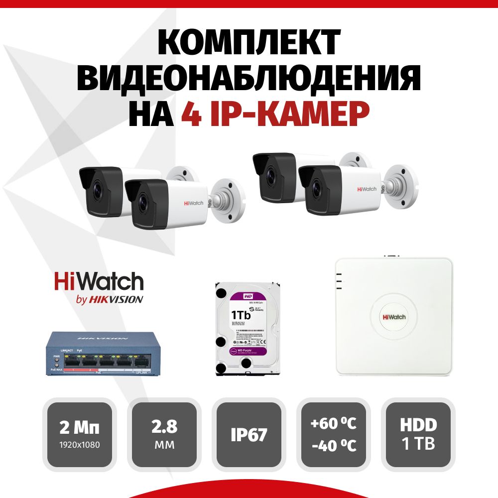 HiWatch на 4 камеры